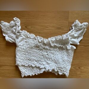 Free People Intimately Smocked Off the Shoulder Crossover Crop Top XS